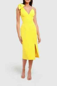Vestido REBECCA VALLANCE Love Bow Amarillo Talla 8 AU PRECIO DE VENTA SUGERIDO POR EL FABRICANTE 649 CON DEFECTOS - Imagen 1 de 7