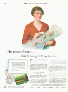 1928 PALMOLIVE SOAP vintage art print ad skin care health and beauty schoolgirl - Picture 1 of 1