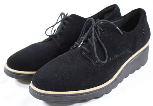 Clarks Scarpe Donna 8.5 D Collezione Sharon Noel Pelle Scamosciata Oxford Nero