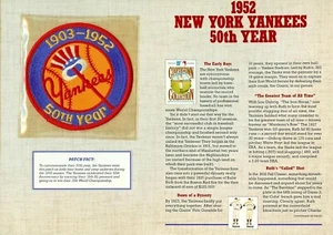 1952 New York Yankees 50th Year Willabee & Ward Patch  VERY NICE - Picture 1 of 2