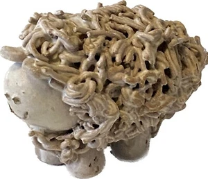 Vintage Spaghetti Hair Sheep/Lamb Pottery Clay Beige/Tan Color Figurine - Picture 1 of 11