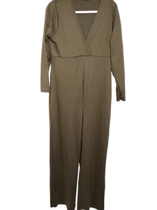 Boohoo Women's Green Jumpsuit Casual One Piece Long Sleeve V-Neck Size 12 - Picture 1 of 13