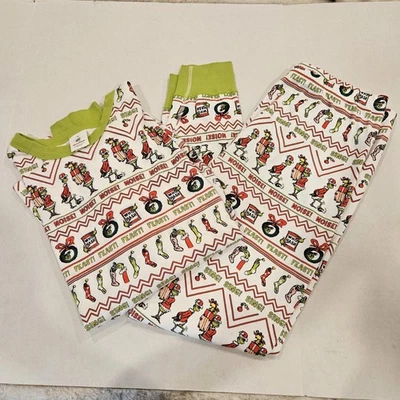 Hanna Andersson Grinch Fair Isle Long John 2pc Organic Pajama Set Sz Adult Xl/L - Image 1 of 4