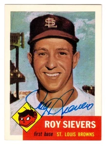 1991 TOPPS ARCHIVES '53 #67 ROY SIEVERS AUTOGRAPH, SIGNED CARD BLUE INK - Picture 1 of 1