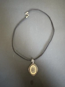 Signed Vintage Sterling Pendant, Camphor Glass Rope Necklace - Picture 1 of 10