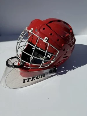 Capacete de hóquei no gelo G2U Jofa vintage júnior vermelho com máscara facial Jofa goleiro - Imagem 1 de 4