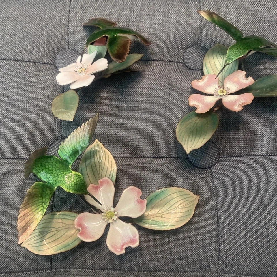 VTG 3 Bovano of Cheshire Enamel Copper Wall Art Hummingbirds & Dogwood 5”x5” VGC - Image 1 of 4