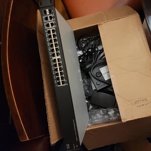 CISCO SF300-24 24-Port 10/100 PoE Network Managed Switch w/Power Cable,QTY,WORKS - Picture 1 of 4