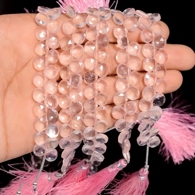 Cuentas facetadas con forma de corazón de piedras preciosas de cuarzo rosa 7X7X4 mm filamento 3,75" UGB-762 Foto 1 de 4