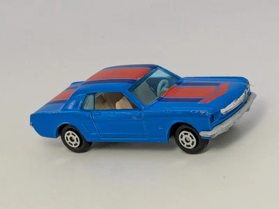 Vintage Yatming '66 Mustang coupe No. 1073 Blue w/ Red Hong Kong Diecast - Image 1 of 4