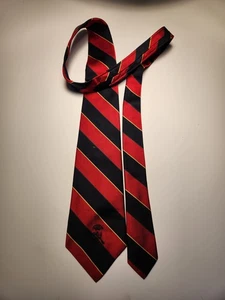 Neck Tie VTG Countess Mara 60s Striped Red Black combo CM Logo Silk 56 x 3-3/8 - Picture 1 of 5