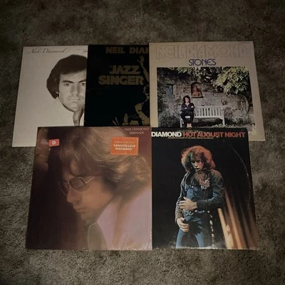 Neil Diamond 5 Vinyl LP Lot - Flowers, Jazz Singer, Stones, Hot, More - Image 1 of 4