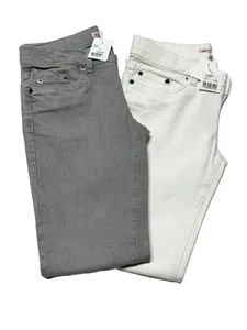 Bonpoint Mädchen Baumwollhose schmale Passform verstellbarer Bund - grau oder weiß Größe 8Y, M - Bild 1 von 13