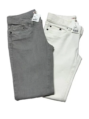 Хлопковые брюки Bonpoint для девочек приталенные с регулируемой талией — серые или белые, размер 8Y, M - Изображение 1 из 3