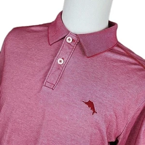 Tommy Bahama Mens Short Sleeve Logo Medium Polo Shirt Red Cotton Blend Stretch - Picture 1 of 7