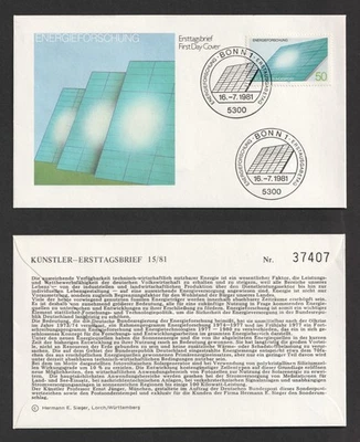 1981 Germany Energy Research FDC. Bonn First Day Cover - Image 1 of 3