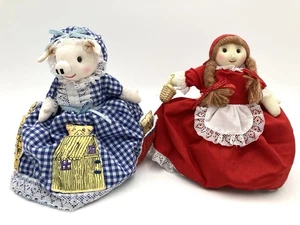 Topsy Turvy Flip Puppen 3 kleine Schweine Rotkäppchen Vintage 7" 2 Puppen/8 Figuren - Bild 1 von 19