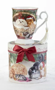 CHRISTMAS Pets Porcelain Tea or Coffee Mug Gift Set in Box #8154-6 - Bild 1 von 1