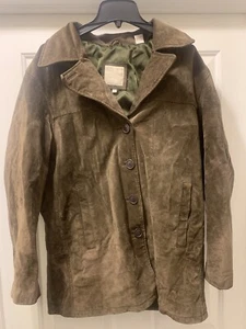 J Jill 100% Leather Jacket Coat Womens Medium Brown  Button Up Coat - Picture 1 of 5