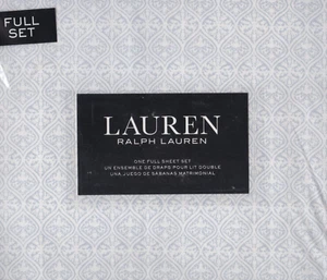 Ralph Lauren Full Sheet Set Zarafa Batik Chambray Blue Cottage 4pc Medallions - Picture 1 of 5