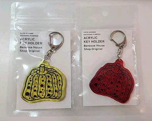 Yayoi Kusama Pumpkin Key Chain Yellow + Red Acrylic Set of 2 Naoshima JAPAN RARE - Picture 1 of 4