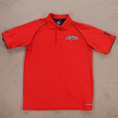 Cleveland Indians Polo Shirt Mens Medium Red Polyester Majestic MLB Baseball - Image 1 of 4