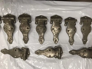 ANTIQUE SALVAGED HINGES from OLD WOOD OAK ICEBOX 11 IN STOCK - Picture 1 of 10