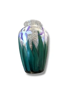 Hand-Painted Iris Vase Signed 5 In Tall - Picture 1 of 4