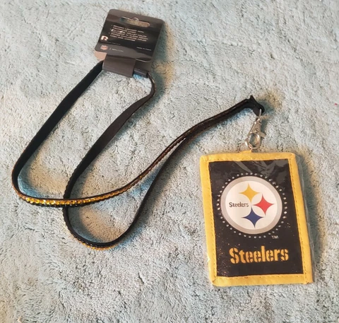 Pittsburgh Steelers NFL Lanyard / ID Holder Pass Ticket Holder Wallet new Cover