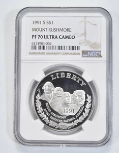 1991 S Mount Rushmore Commemorative Proof Silver Dollar NGC PF70 UCAM - Picture 1 of 5