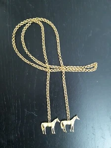 36" Gold-Tone Chain with Horse Pendants At Ends (Equestrian Theme) - Picture 1 of 3