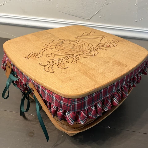 Longaberger Picnic Pie Basket Lid Protector Cloth Insert Plaid Holiday Christmas Cover
