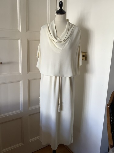 OFF WHITE ABITO LUNGO MAXI ECRÙ AVORIO BIANCO SPORCO VINTAGE ANNI 60 70 UNICO RARO UNICO S M