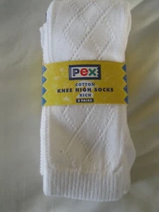 PEX Girls ADULT Size Knee High PELERINE White Socks Sz 7-11 UK Euro 40-45 09/11 - Picture 1 of 6