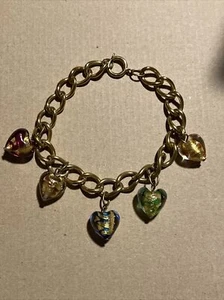 Murano Glas mehrfarbig Herz Charm Armband. Made in Italy. (EB840) - Bild 1 von 6
