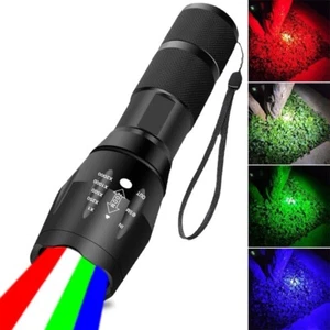 4 in 1 LED White Blue Green Red Lights Zoomable Waterproof LED Handheld Torch - Bild 1 von 7