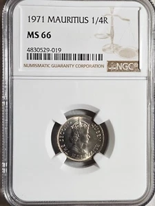 Mauritius 1/4 Rupee 1971 NGC MS 66 - Picture 1 of 2