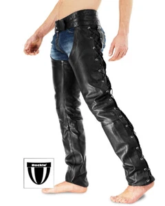Bockle® Schnür-Chaps Herren Schnürlederhose Chaps Lederhose Lederjeans CSD GAY - Picture 1 of 3