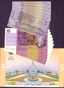 1992 5 Dollars - 1st & Last Issue in Embossed NPA Folder x 6 CONSECUTIVE Folders - Picture 1 of 6