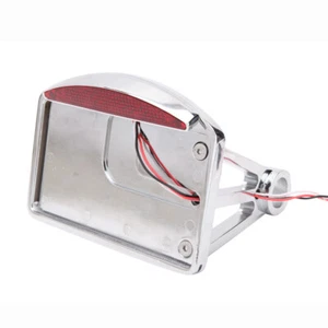 Chrome Motorcycle Side Mount License Plate Holder Frame Brake Light For Bobber S - Bild 1 von 11
