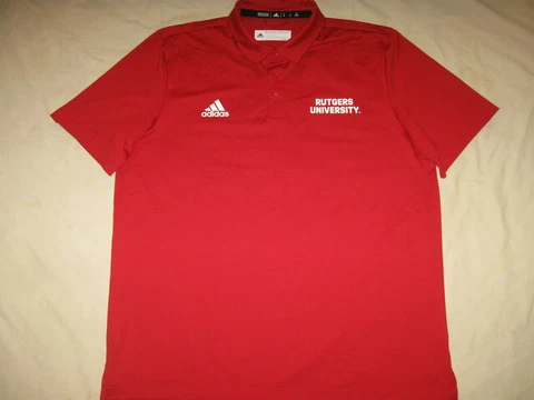 Rutgers Scarlet Knights Adidas Polo Shirt Men's XL Red RUTG NCAA New Jersey Guys Cover
