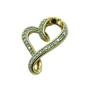 Exquisite 10K Gold Heart Pendant with Sparkling Diamonds – Elegant Jewelry Gift - Picture 1 of 7