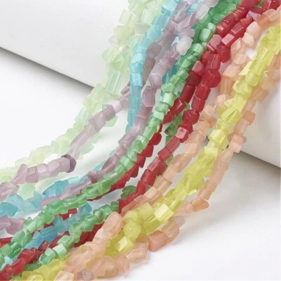 Z Cat Eye Beads 5 Strands Nuggets Mixed Color 5~9x4~6mm Hole: 1mm XZ - Image 1 of 3