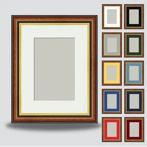 16x12 BROWN GOLD PICTURE PHOTO FRAME incl Mount for 12x8 in Various COLOURS - Picture 1 of 22