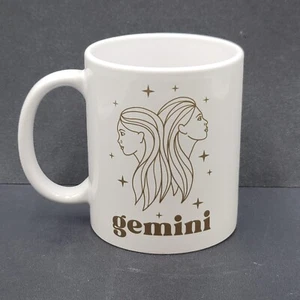 Zwillinge Horoskop Zwillinge Sternzeichen Porzellan Kaffeebecher weiß gold - Bild 1 von 8