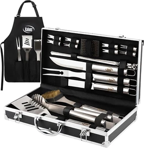 Stainless Steel Grill Set BBQ Grill Accessories for with Aluminum Case and Apron - Picture 1 of 7