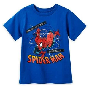 MARVEL Boys SIZE XXS 2/3 The Amazing Spiderman Blue T Shirt, Disney Store NWT - Picture 1 of 4
