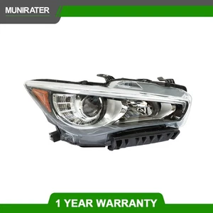 LED Chrome Right Side Fit For 2014-2017 Infiniti Q50 Headlight Headlamp w/o AFS - Picture 1 of 12