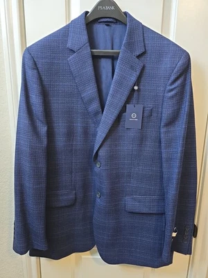 NEW Jos A Bank Traveler Wool Blend Blazer Jacket Sportcoat Blue Plaid 44R - Image 1 of 4
