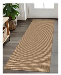 NEW Non Slip Runner Entry, Hallway or Kitchen 2 x 5 ft   Brown/Tan - Picture 1 of 3
